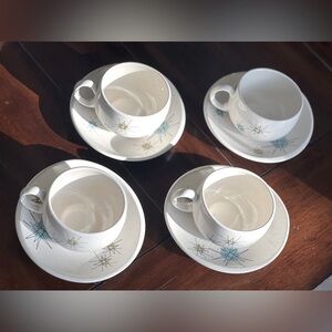 Franciscan Atomic Starburst design set of cups and saucers